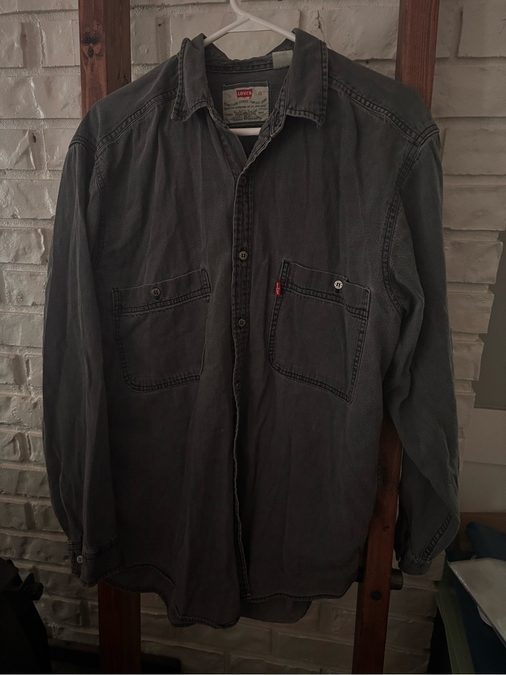 Vintage Levi’s Denim Shirt M Black Charcoal Workwear